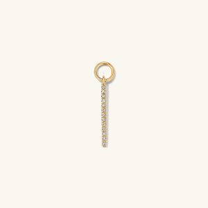 Single Pave Diamond Bar Hoop Charm