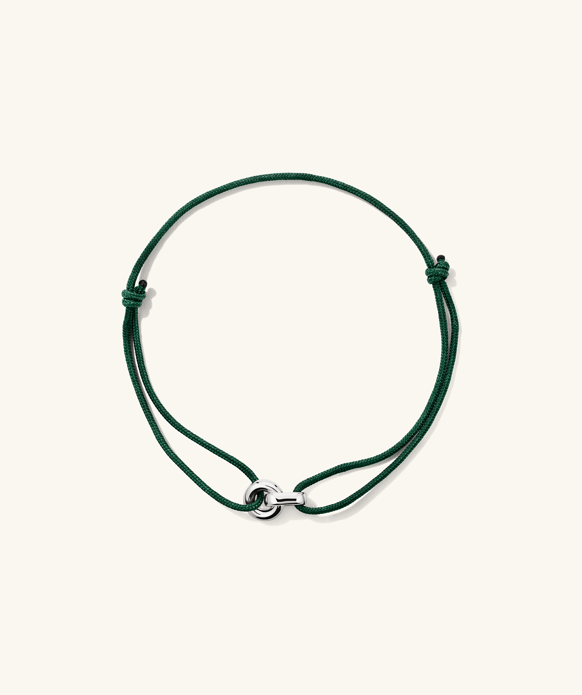 Linked Cord Bracelet Silver Green