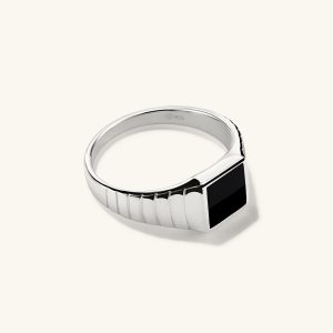 Black Onyx Square Signet Ring