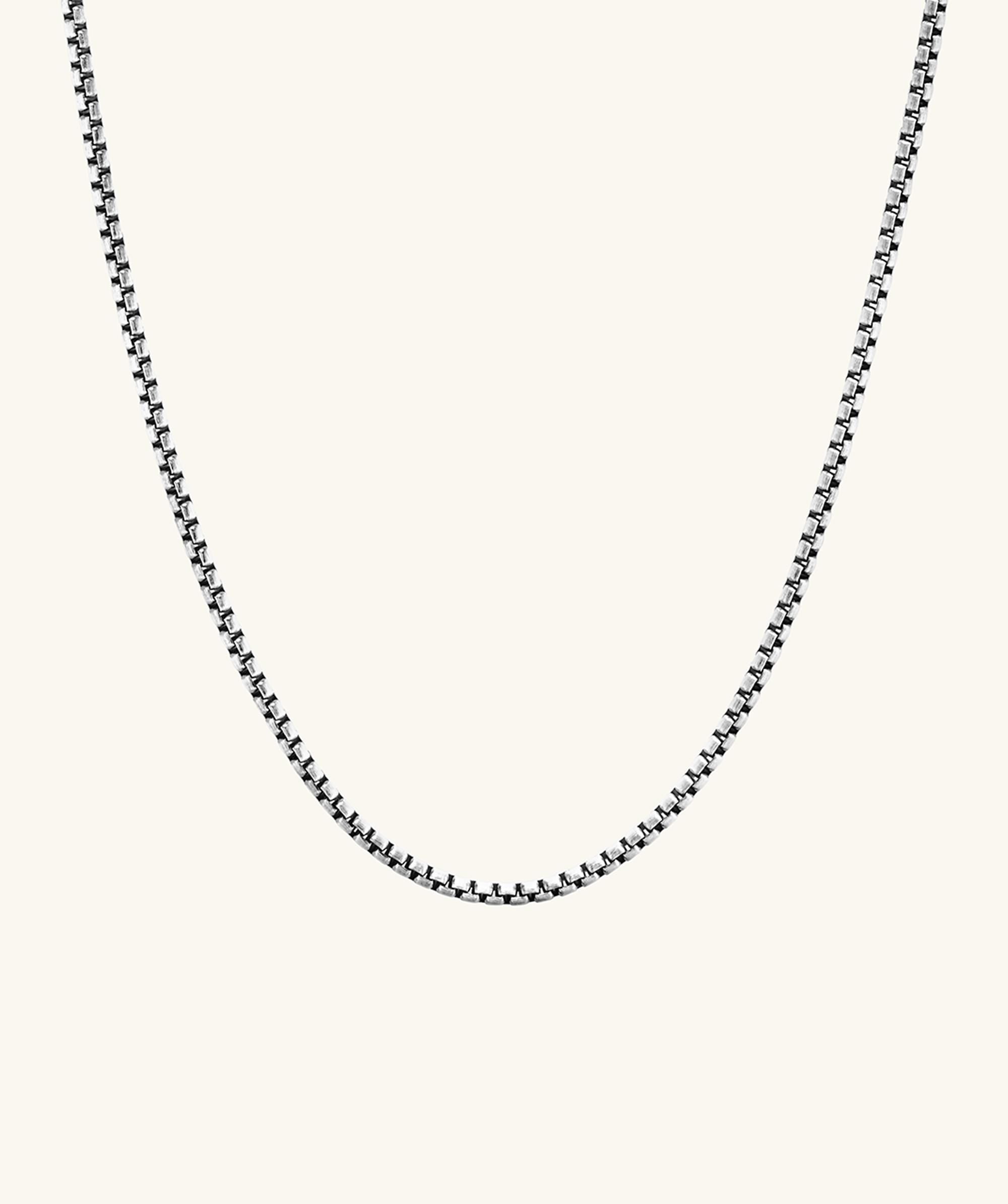 Round Box Chain Necklace OX Silver