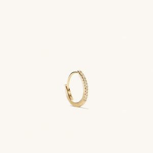 Single Pave Diamond Huggie Hoop