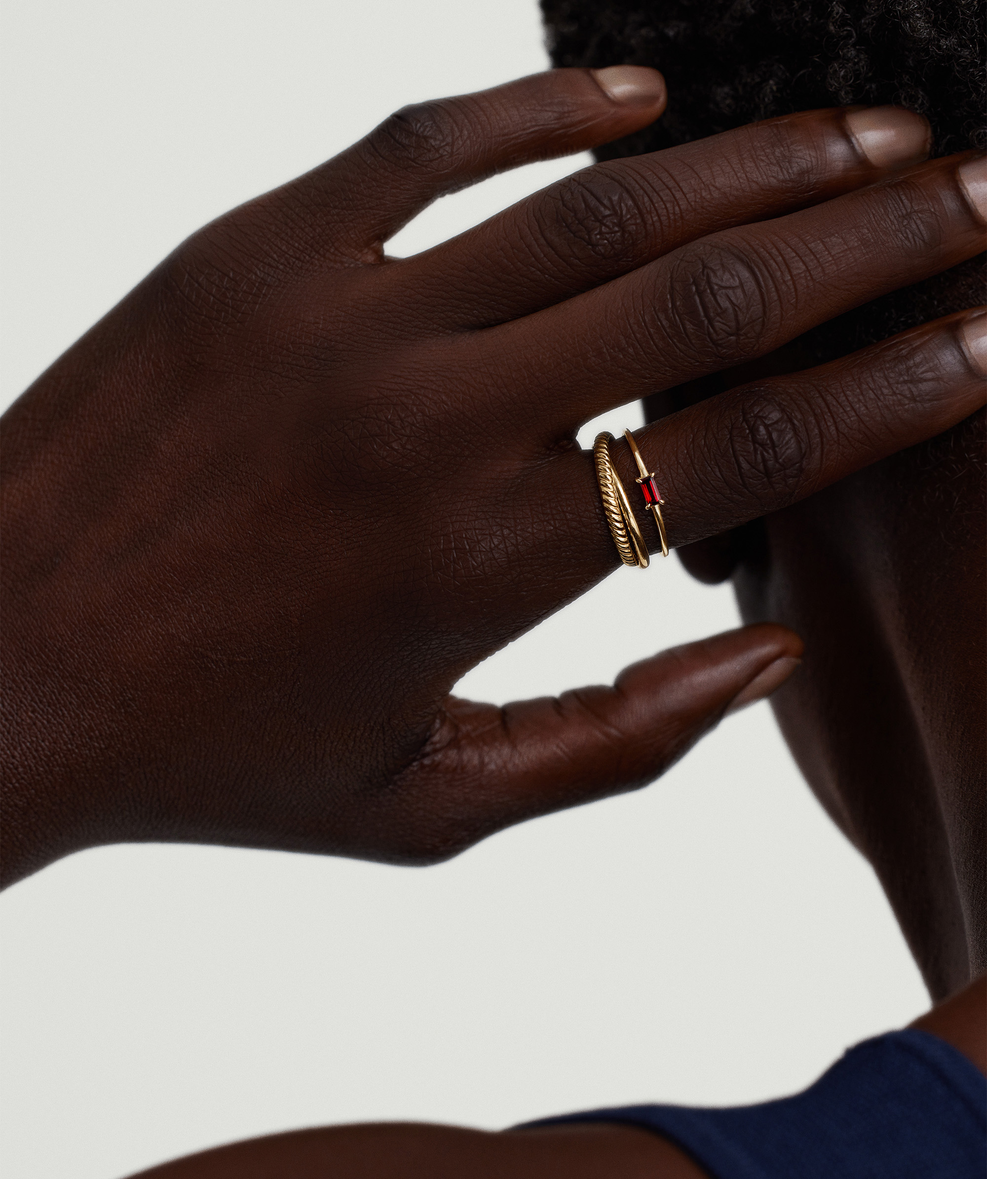 Baguette Cut Stacker Garnet