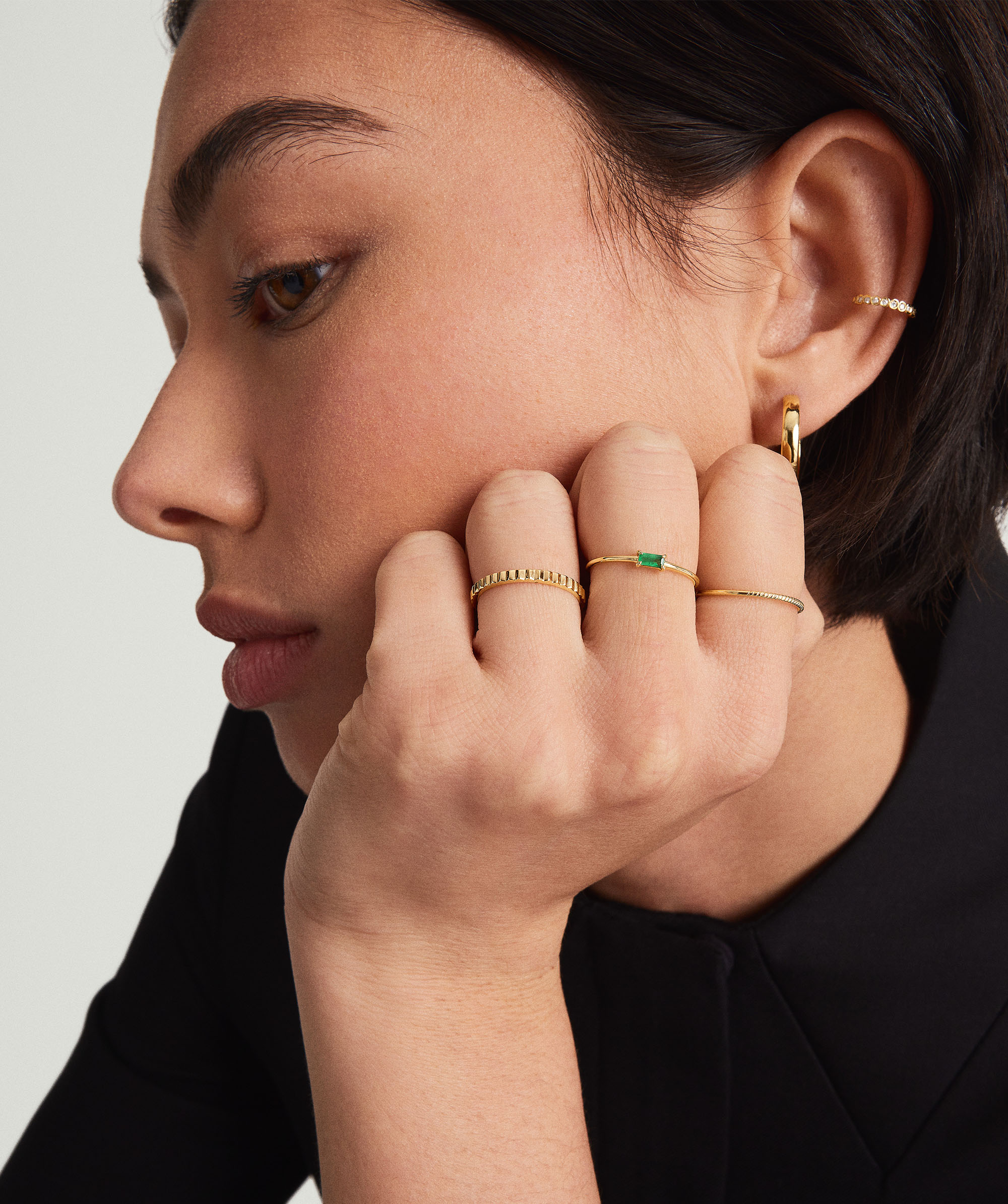 Baguette Emerald Stacker Ring