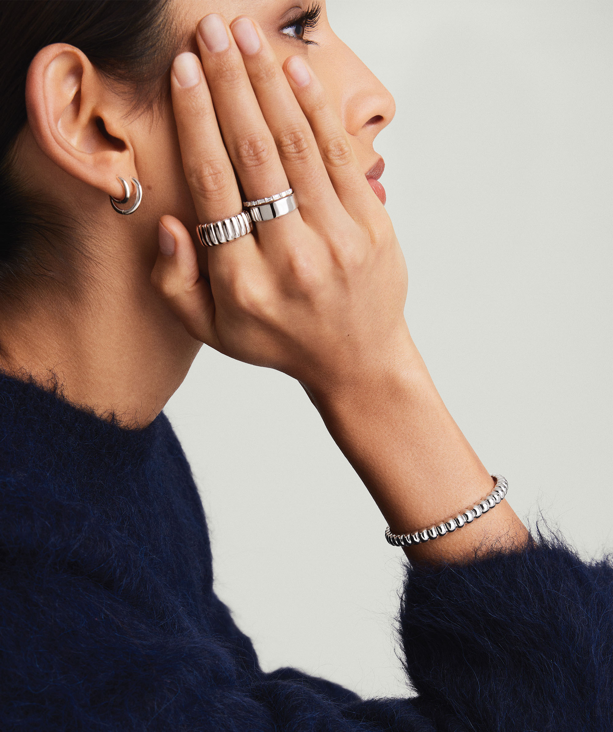 Inflated Charlotte Cuff Bracelet Silver