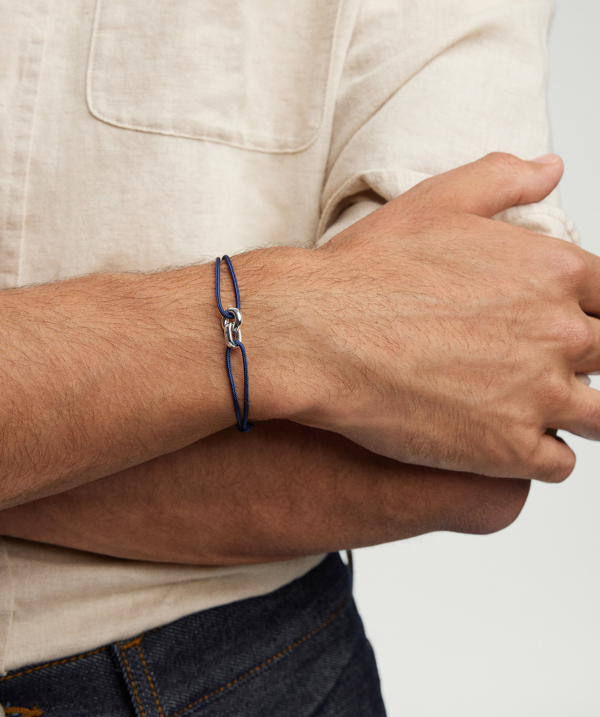 Linked Cord Bracelet Silver Blue