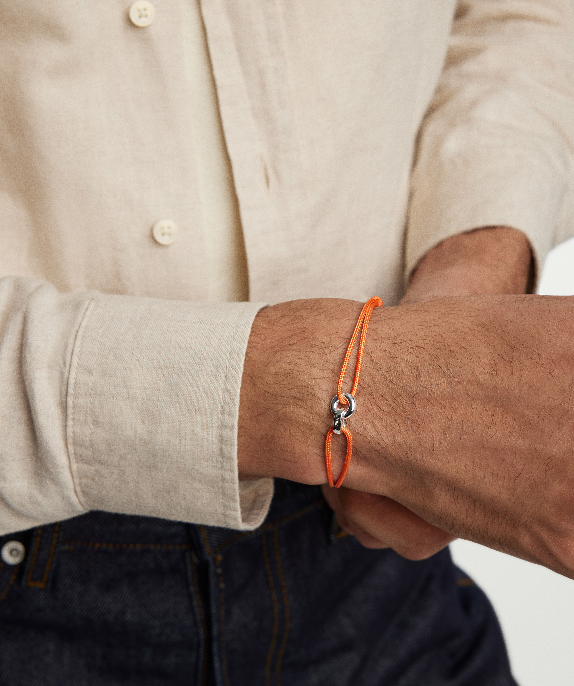 Linked Cord Bracelet Silver Orange