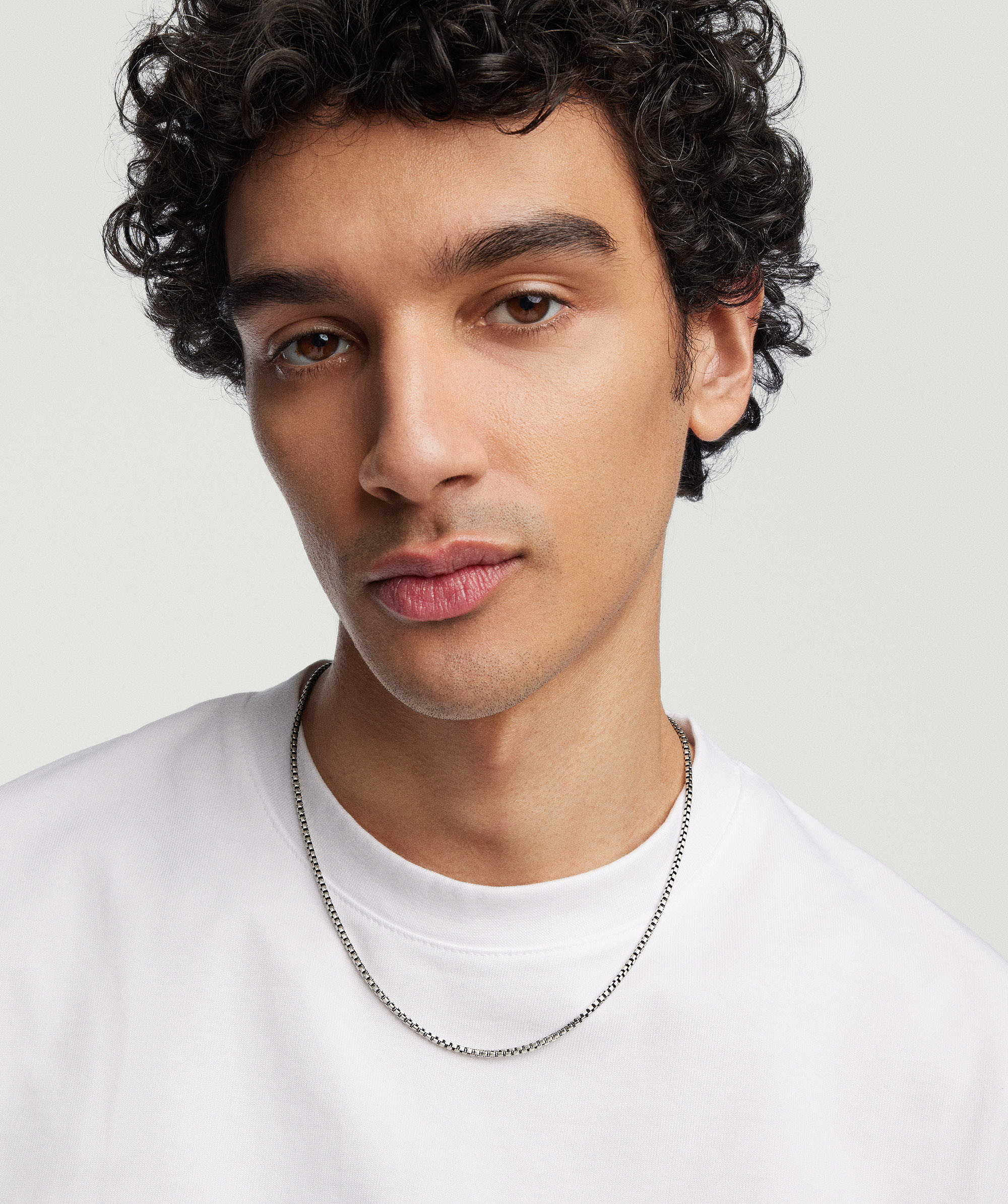 Round Box Chain Necklace OX Silver