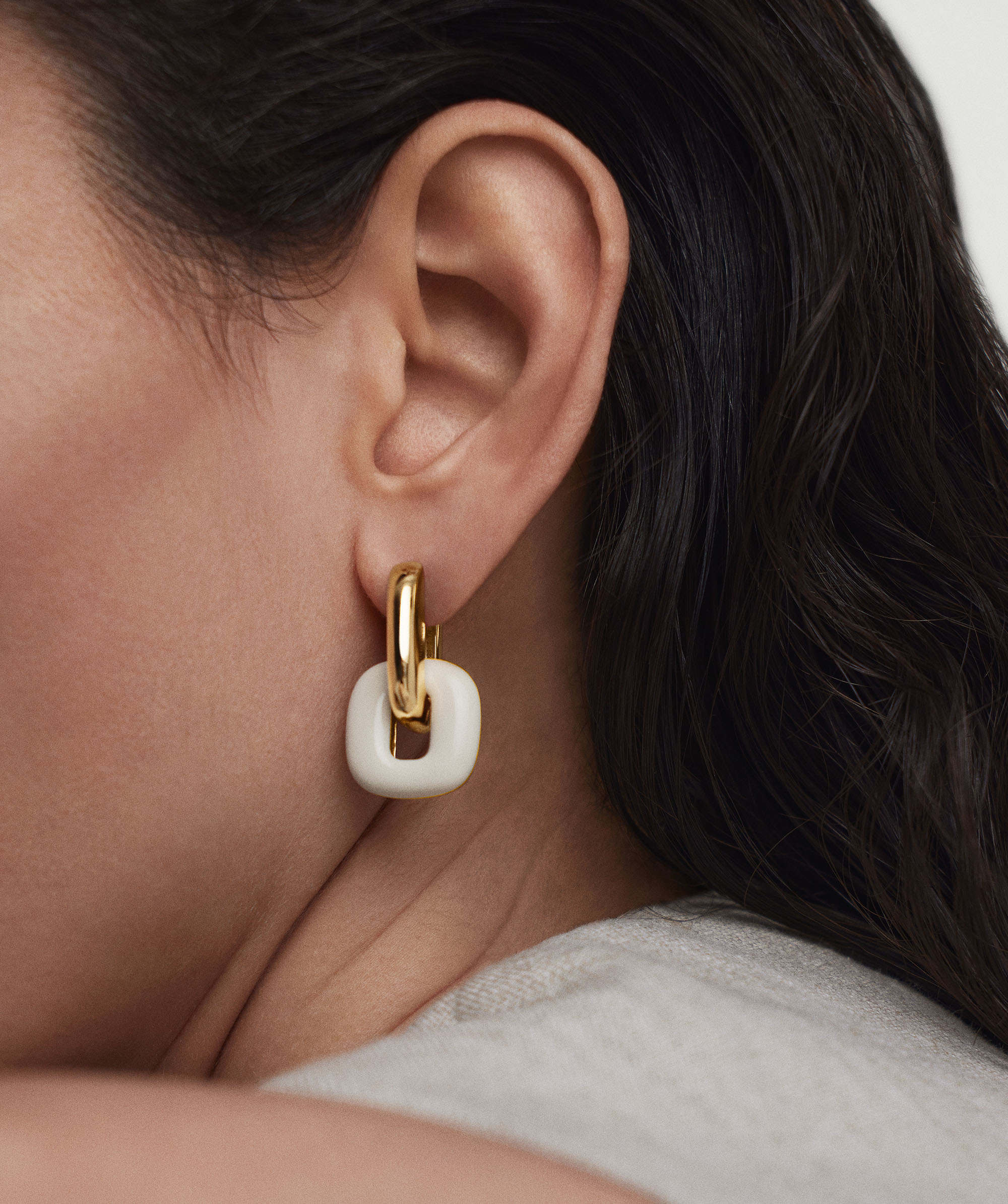 The New Hoop Vermeil Cream Enamel Charm