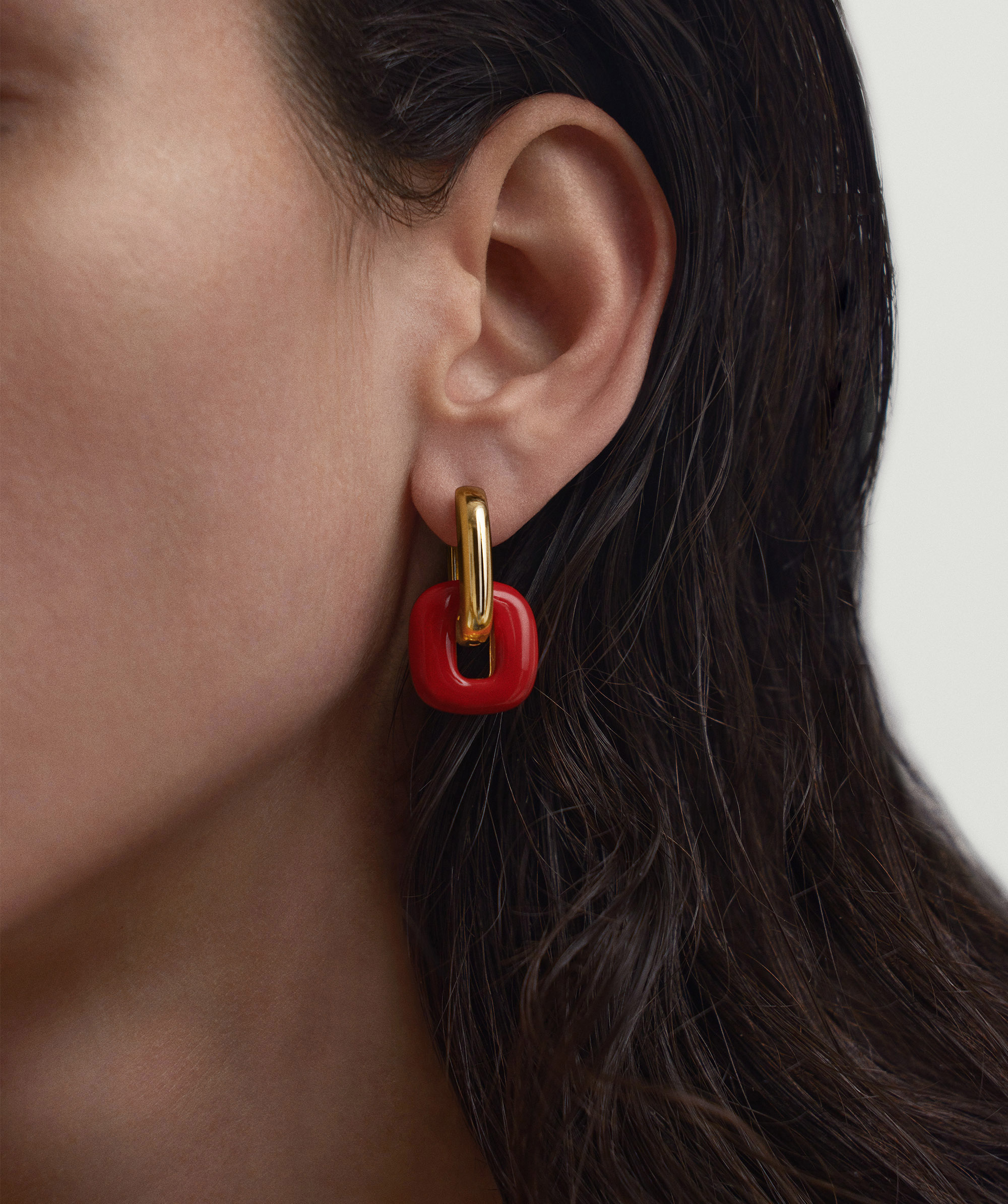The New Hoop Vermeil Red Enamel Charm