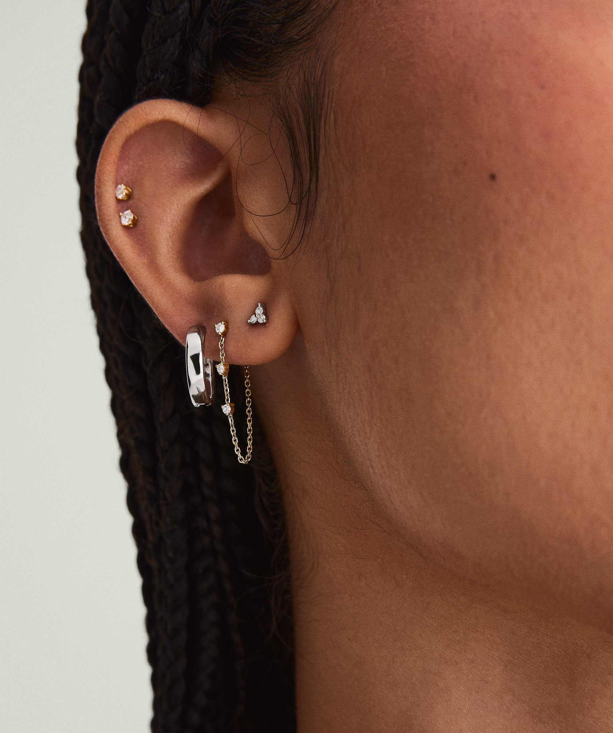 Diamond Lotus Studs White Gold