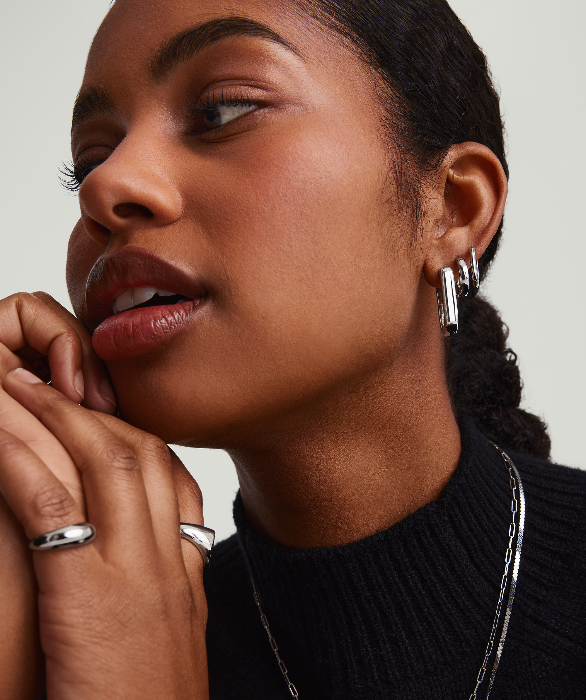 Puffy Large U Hoop 25mm Silver