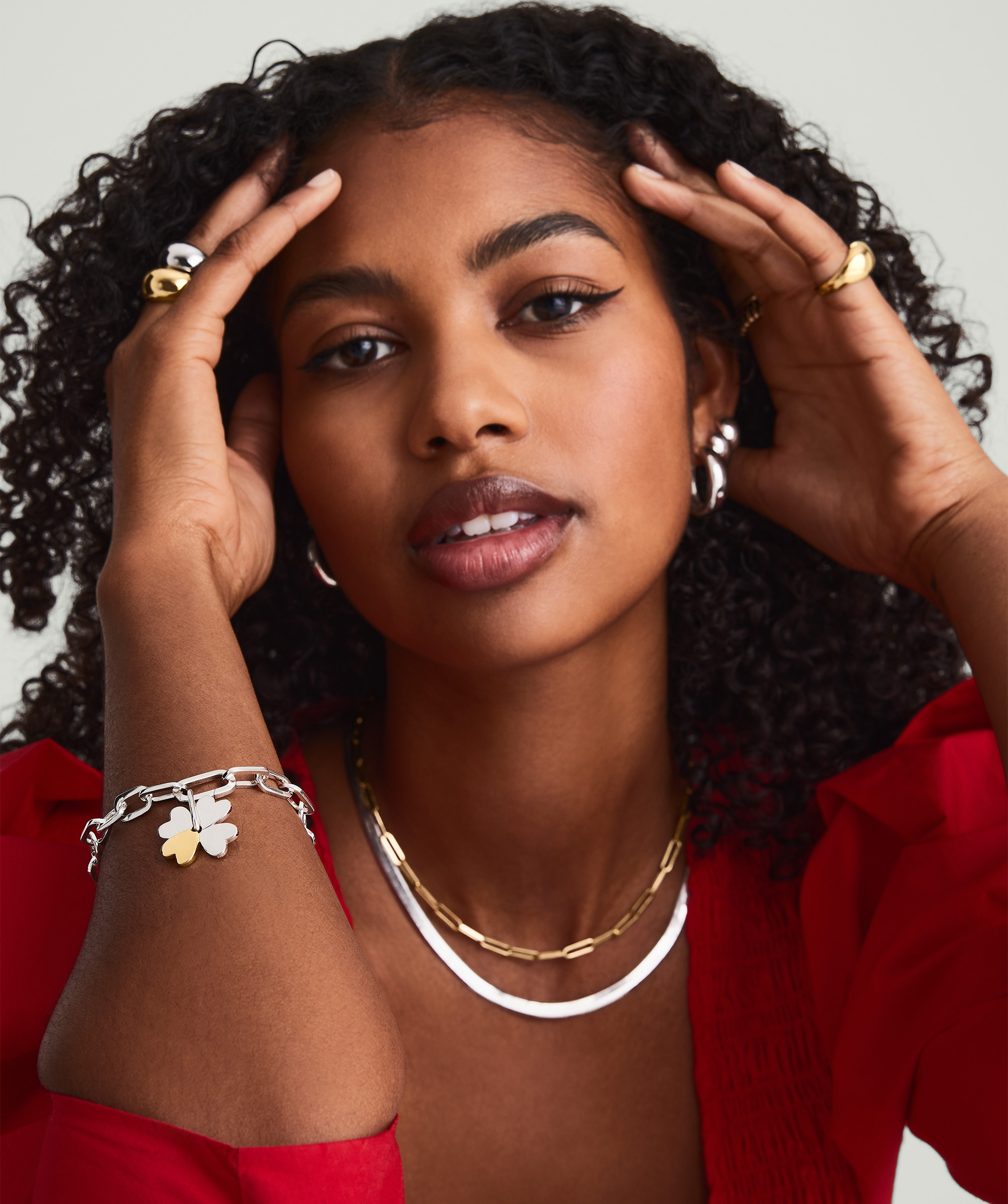 Clover Chain Pendant Bracelet Oval Link