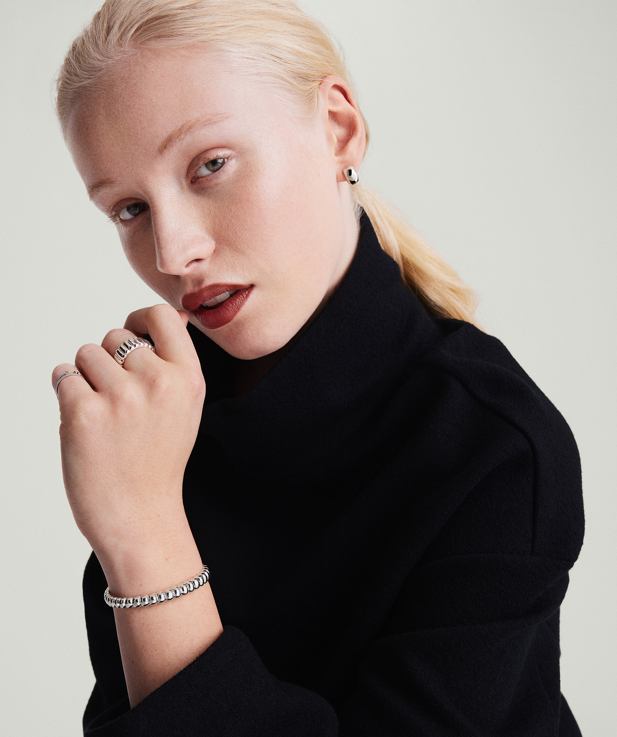 Inflated Charlotte Cuff Bracelet Silver