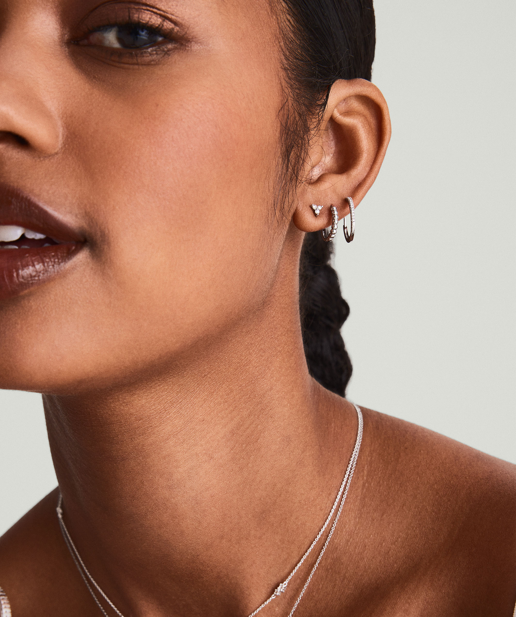 Diamond Lotus Studs White Gold